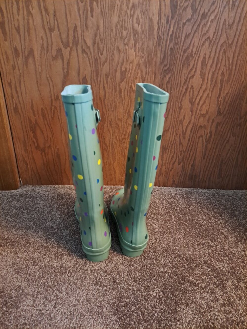 New Without Tags Time and Tru Women's Polka Dot Buckle Rain Boots - Picture 5 of 8